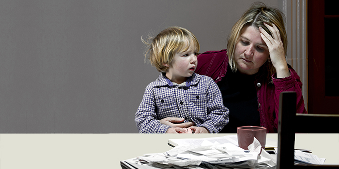 Stressed mum and child